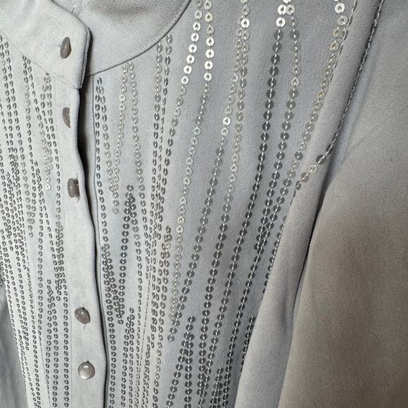 Bob Macke Wearable Art Blazer Sequin Gray Moleskin Jacket Vintage - Picture 3 of 10